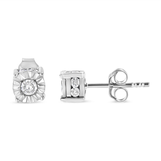 1/2 Cttw Miracle Set Diamond Stud Earring (J-K Color, I2-I3 Clarity) - Choice of Metal Type (Sterling Silver) Bids.com