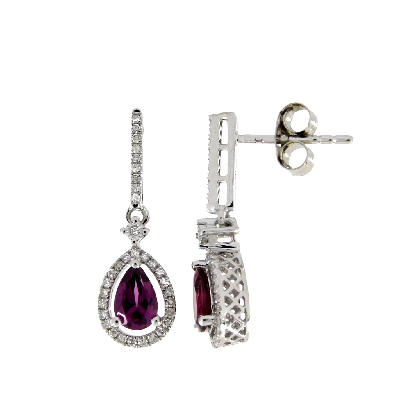 1.00ct Rhodolite Garnet Dangle Earrings 14KT White Gold Bids.com