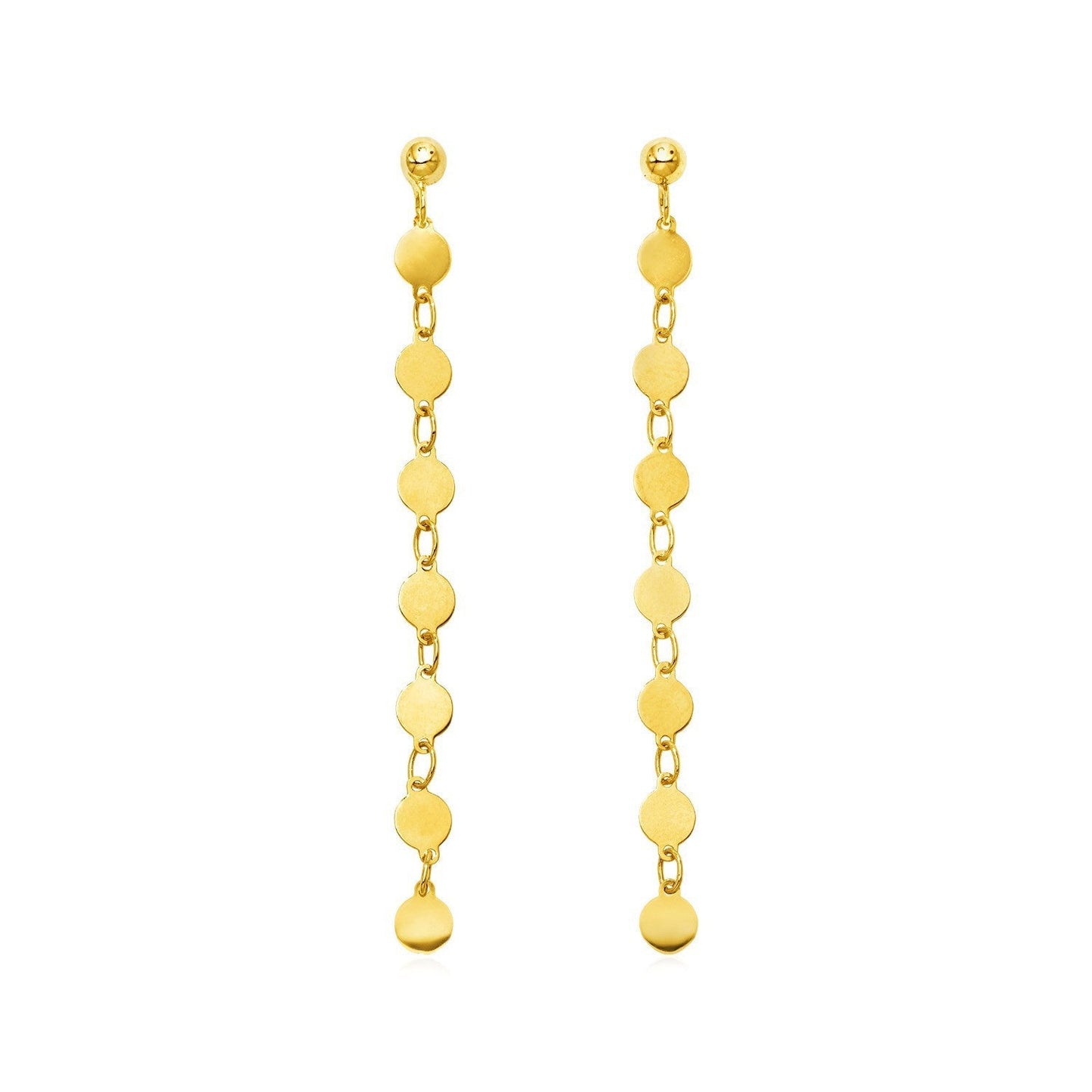 14k Yellow Gold Post Dangle Earrings with Polished Circles Bids.com