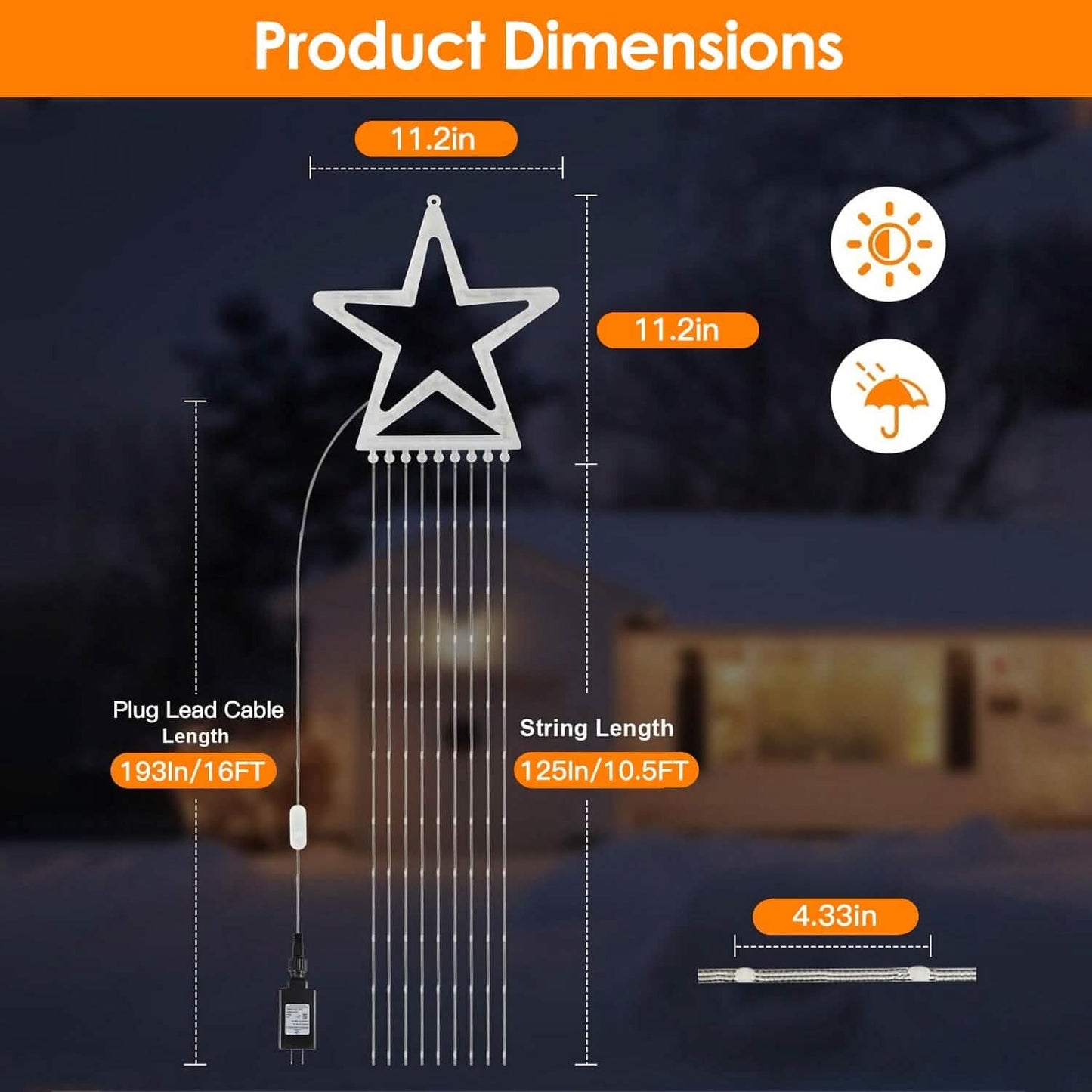 Christmas Hanging Waterfall String Light with Topper Star DailySale
