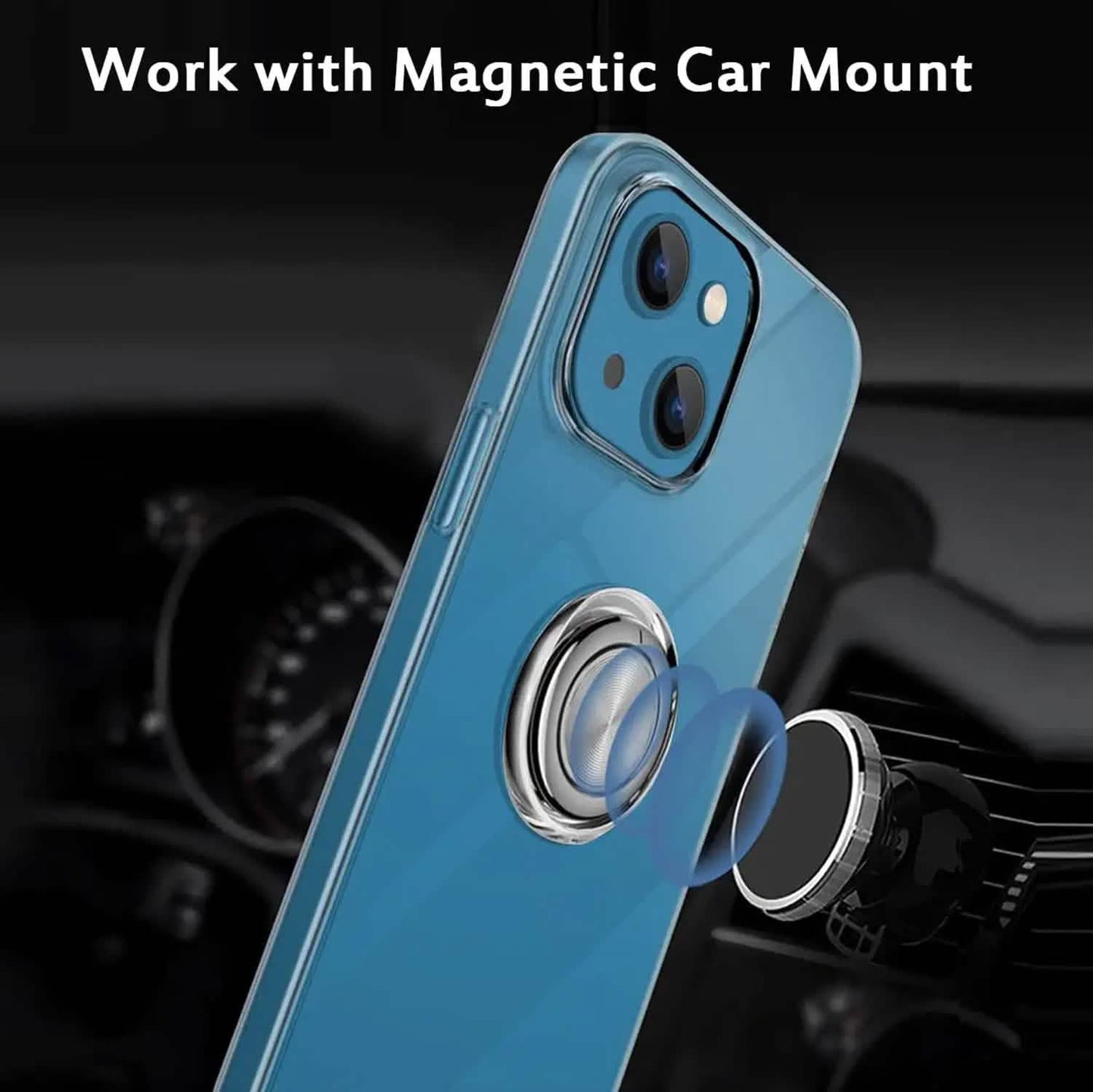 Clear Phone Case iPhone 14 Transparent Anti-Scratch with Ring Kickstand DailySale