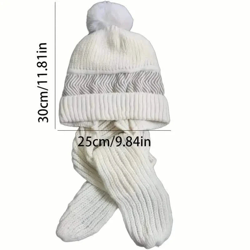 Coldproof Warm Beanie With Pom Classic Hooded Scarf Elastic Knit Hats Warm Beanies DailySale