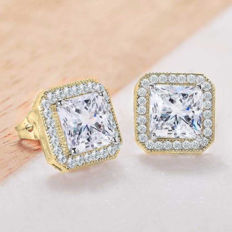 Crystal Princess Halo Stud Earrings DailySale