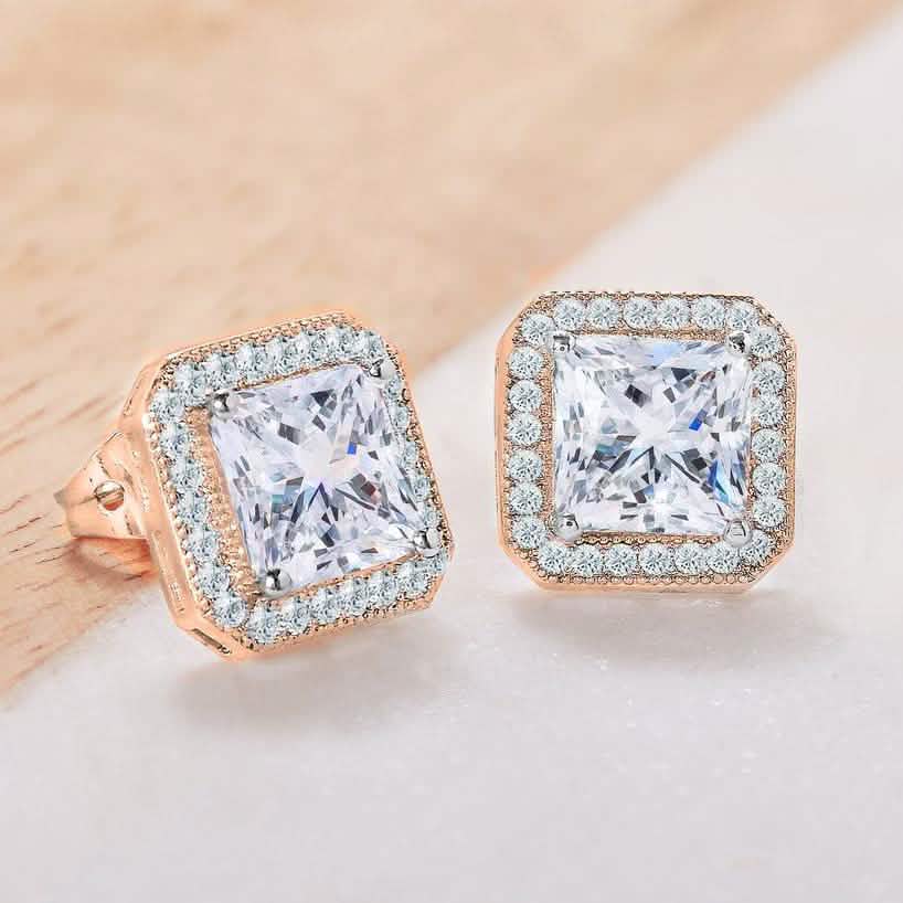 Crystal Princess Halo Stud Earrings DailySale