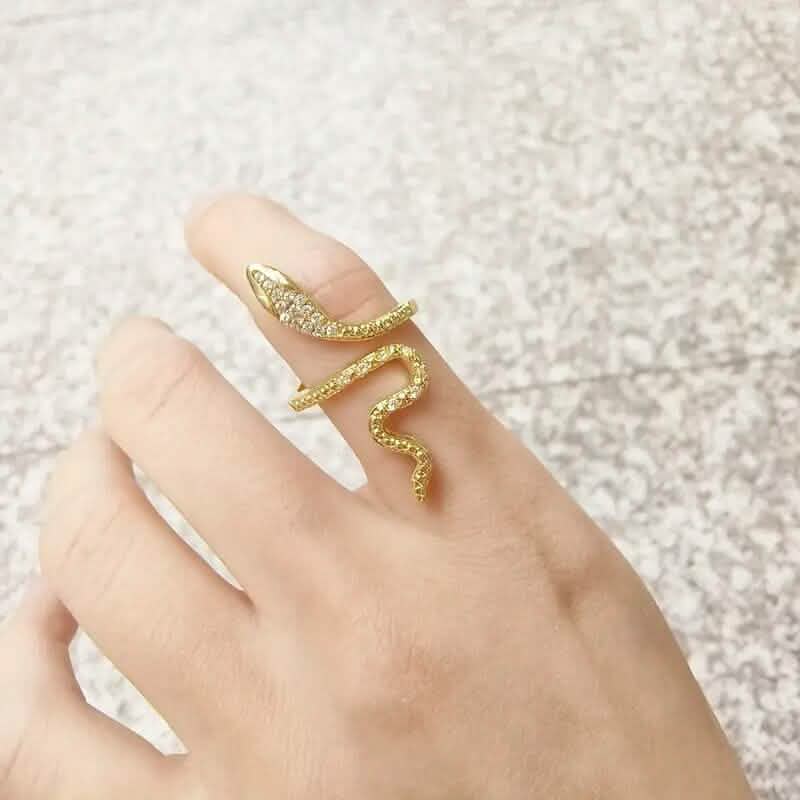 Cubic Zirconia Wrapped Small Snake Opening Adjustable Ring DailySale
