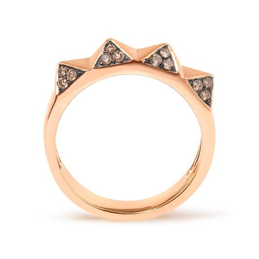 14K Rose Gold 1/4 Cttw Brown Diamond Pyramid Band Ring (Brown Color, SI1-SI2 Clarity)- Size 7 Bids.com