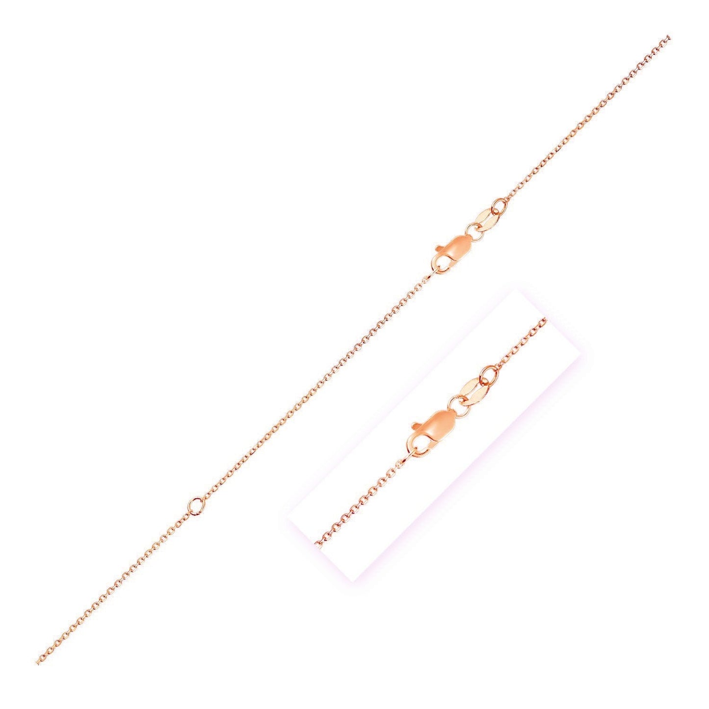 14k Rose Gold Adjustable Cable Chain (1.10 mm) Bids.com