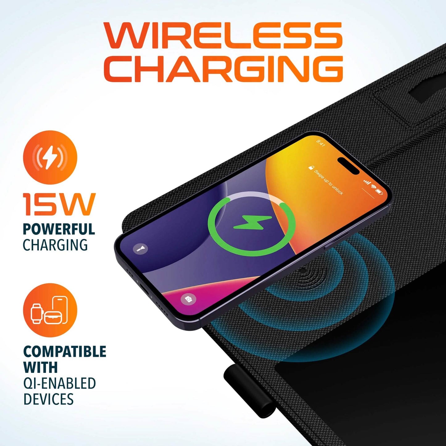 Delton D101 Wireless Charging Mouse Pad with Foldable Phone Stand & Writing Pad, Non-Slip Desk Mouse Mat 15W Wireless Charging Pad Qi Enabled Devices DailySale