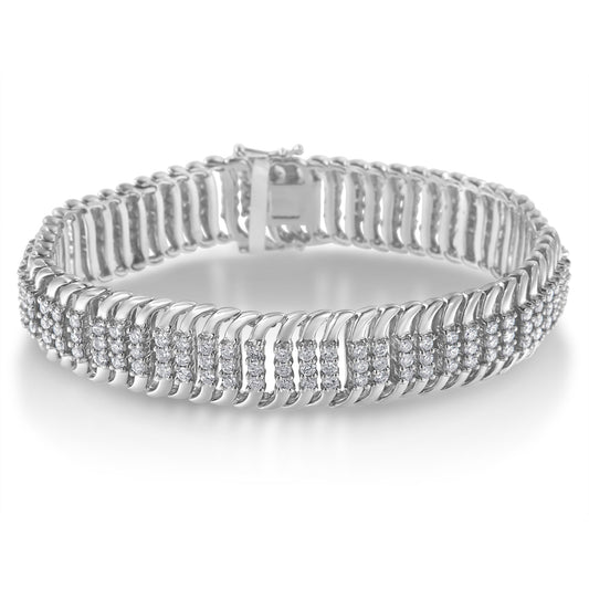 14K White Gold 5.0 Cttw Round Brilliant Cut Diamond 7" S Wave Serpentine Tennis Bracelet (H-I Color, I1-I2 Clarity) Bids.com