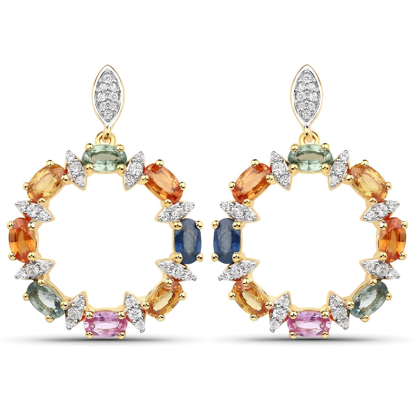 4.12 Carat Genuine Multi Sapphire .925 Sterling Silver Earrings Bids.com
