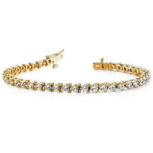 Diamond Tennis Bracelet 6.00 CT Round Cut 14k Yellow Gold 100% Natural H/SI DailySale
