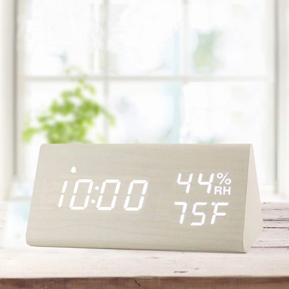 Digital Alarm Clock with Wooden Electronic LED Time Display DailySale