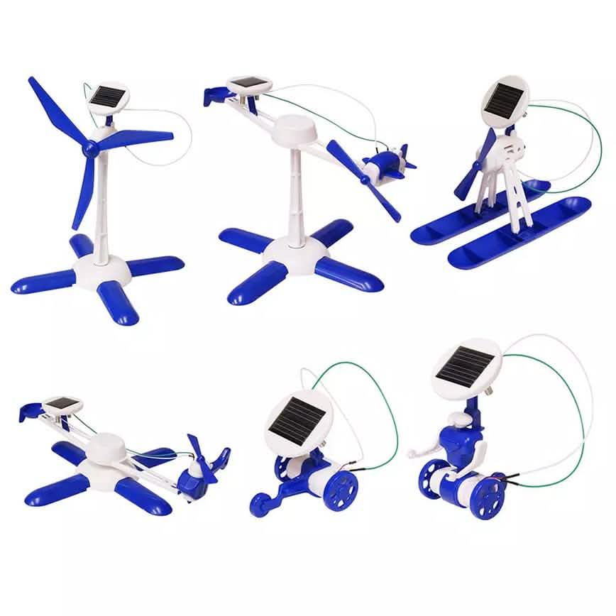 DIY Blue 6-in-1 Educational Solar Robot Vehicles DailySale