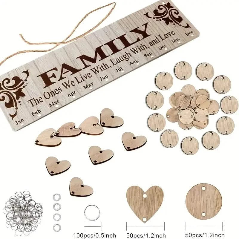 DIY Wooden Family Birthday Board Hanging Sign Pendant DailySale