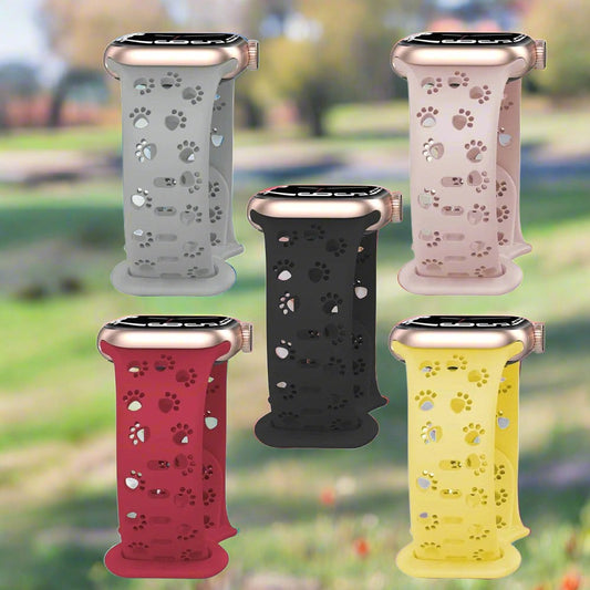 5 Pack Bundle Dog Paw Print Silicone Strap for Apple Watch - Wristwatchstraps.co
