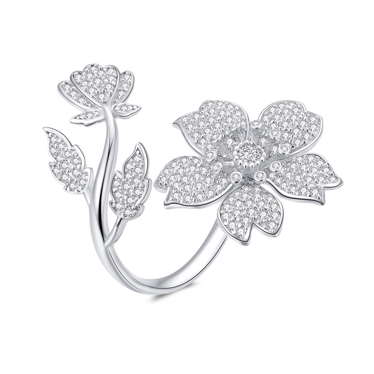 925 Sterling Silver Plated Platinum Pavé Setting CZ 0.2cm Ring Bids.com