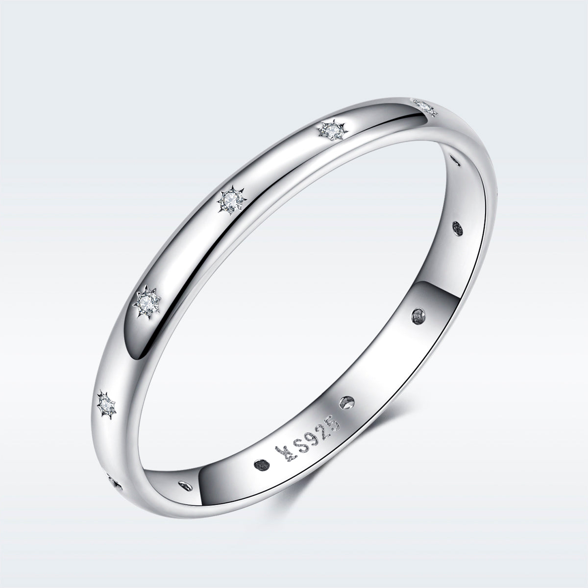 925 Sterling Silver Size 6.0 Plated Platinum Pavé Setting CZ Ring for Women Bids.com