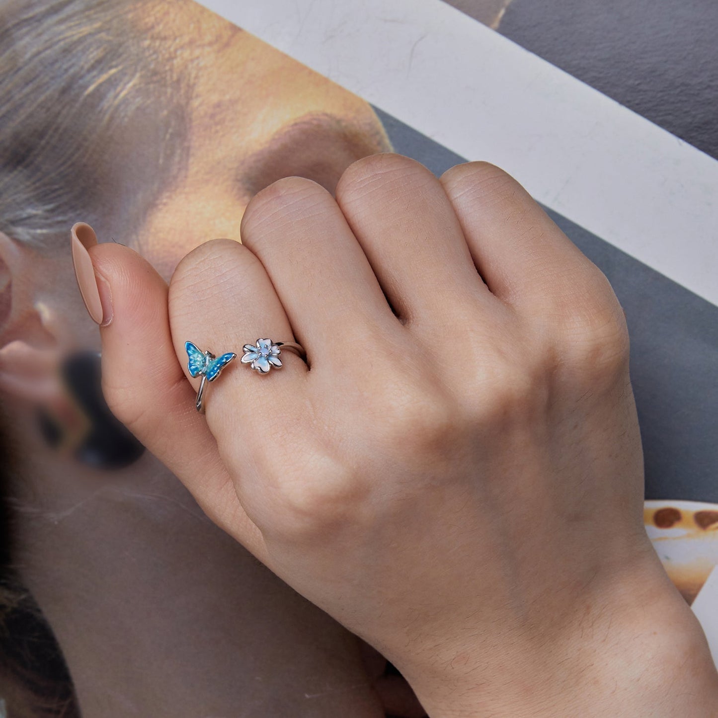 925 Sterling Silver Opal Nanometer Stone Plated Platinum Ring Bids.com