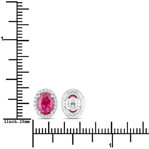 1.96 Carat Genuine Ruby and White Diamond 14K White Gold Earrings Bids.com