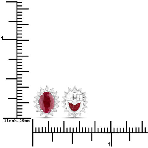 2.02 Carat Genuine Ruby and White Diamond 14K White Gold Earrings Bids.com