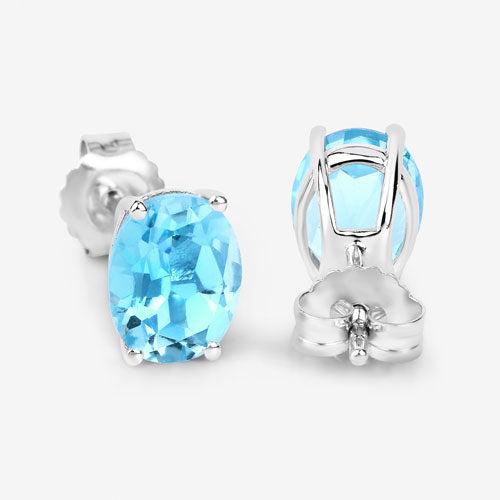 4.00 Carat Genuine Swiss Blue Topaz .925 Sterling Silver Earrings Bids.com