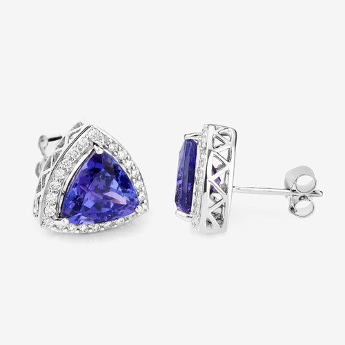 4.62 Carat Genuine Tanzanite and White Diamond 14K White Gold Earrings Bids.com
