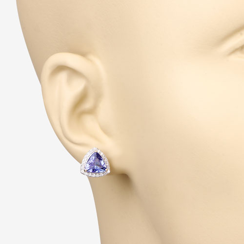 3.82 Carat Genuine Tanzanite and White Diamond 14K Yellow Gold Earrings Bids.com