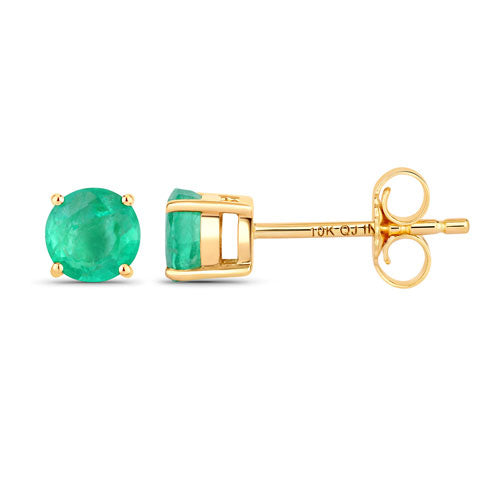 0.72 Carat Genuine Zambian Emerald 10K Yellow Gold Earrings Bids.com