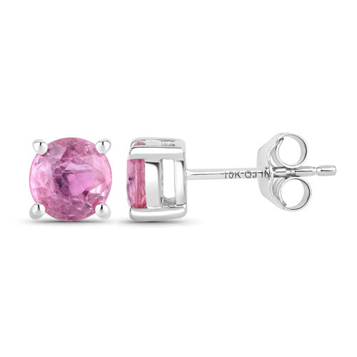 1.30 Carat Genuine Pink Sapphire 10K White Gold Earrings Bids.com