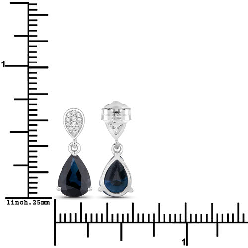 2.76 Carat Genuine Blue Sapphire and White Diamond 14K White Gold Earrings Bids.com
