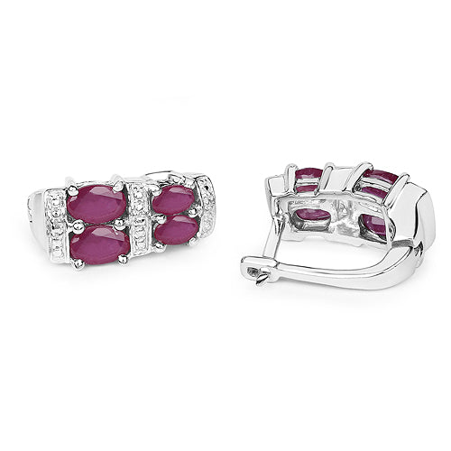 3.20 Carat Glass Filled Ruby .925 Sterling Silver Earrings Bids.com