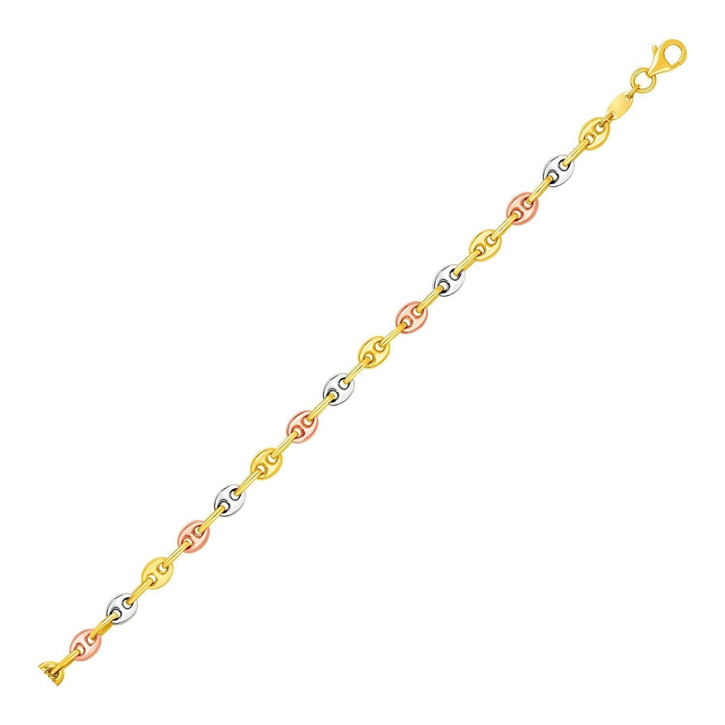 14k Tri Color Gold Mariner Link Anklet Bids.com
