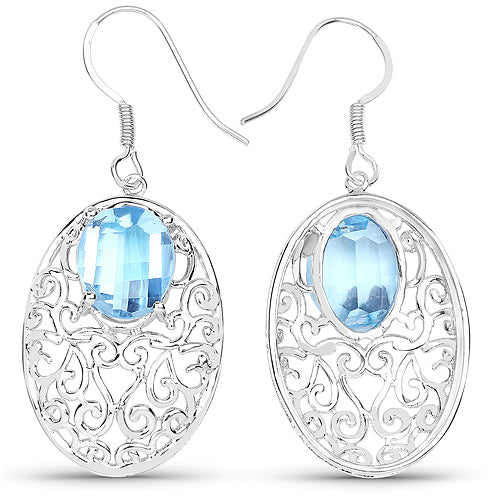 10.72 Carat Genuine Blue Topaz .925 Sterling Silver Earrings Bids.com