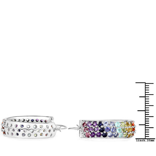 8.79 Carat Genuine Multi Stones .925 Sterling Silver Earrings Bids.com