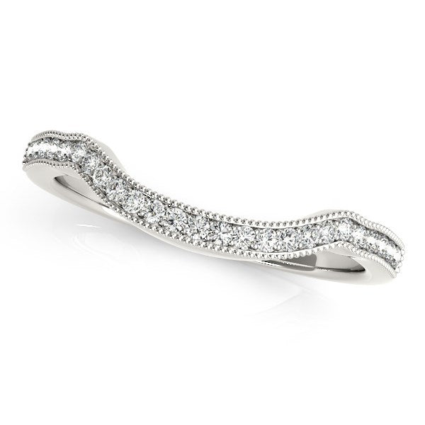 14k White Gold Curvy Style Pave Set Diamond Wedding Band (1/6 cttw) Bids.com