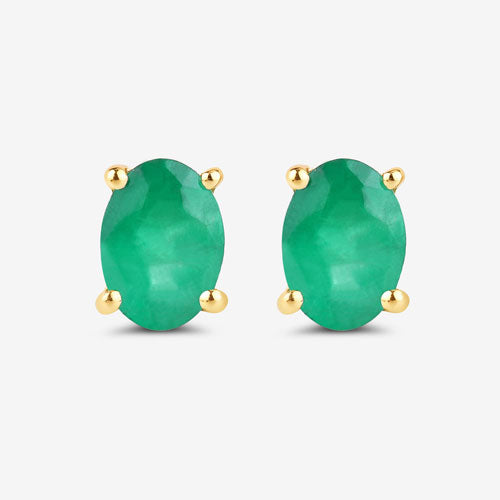 1.44 Carat Genuine Zambian Emerald 10K Yellow Gold Earrings Bids.com