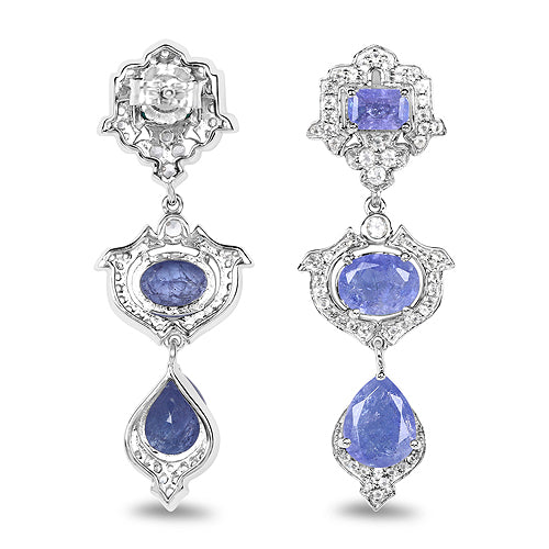 7.73 Carat Genuine Tanzanite and White Topaz .925 Sterling Silver Earrings Bids.com
