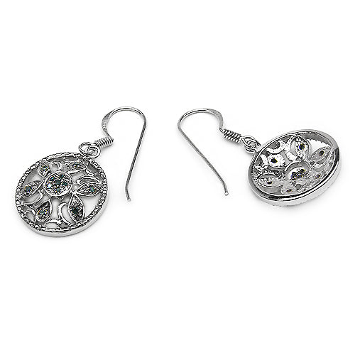 0.18 Carat Genuine Blue Diamond .925 Sterling Silver Earrings Bids.com