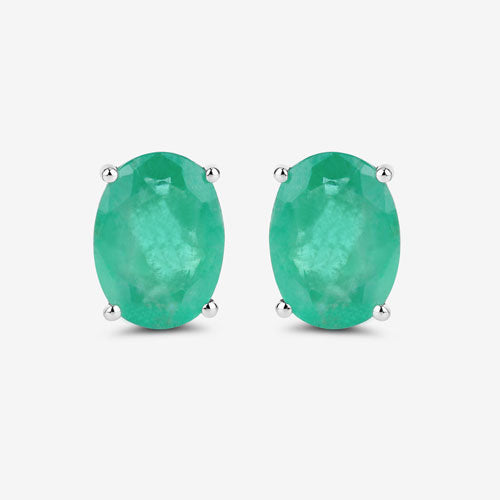 2.40 Carat Genuine Zambian Emerald 10K White Gold Earrings Bids.com