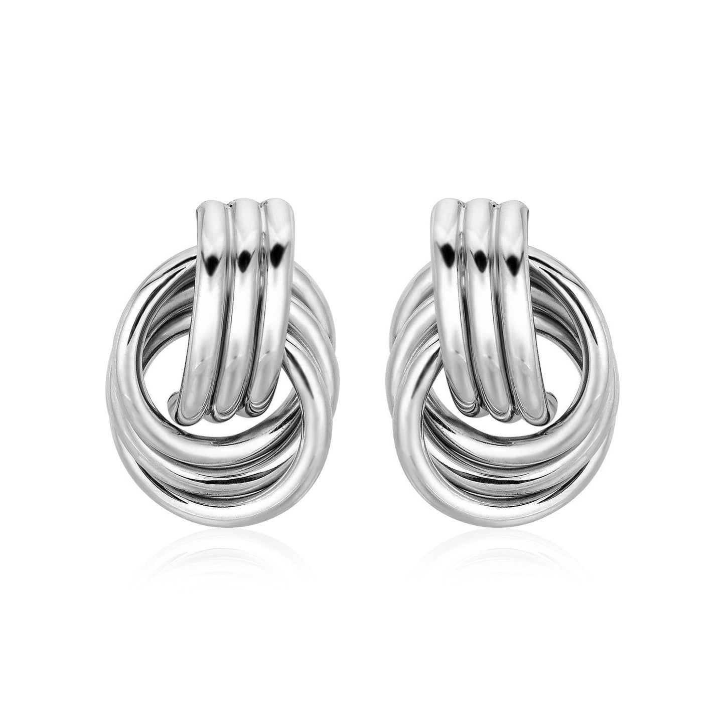 Polished Love Knot Earrings with Interlocking Rings in Sterling Silver Bids.com