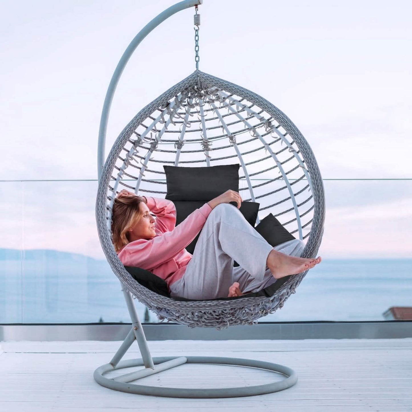 Egg Chair Hanging Basket Seat Cushion with Headrest DailySale