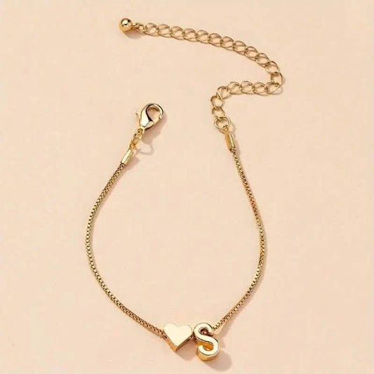 Elegant Love Heart Charm Bracelet - Delicate Minimalist Link Chain DailySale