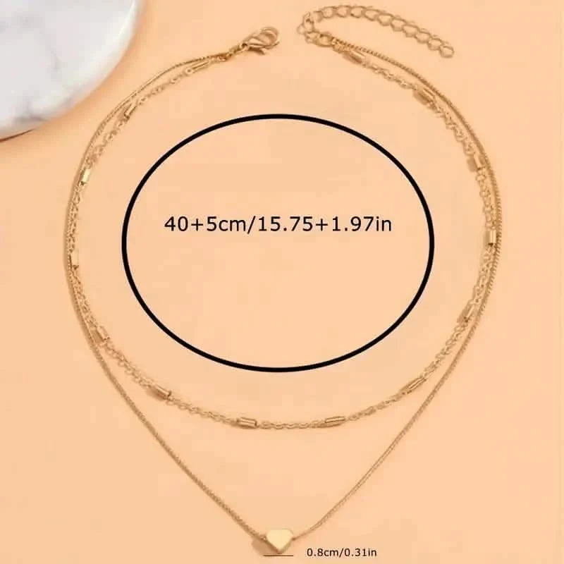 Elegant Simple Double Layer Choker Necklace with Heart Pendant DailySale