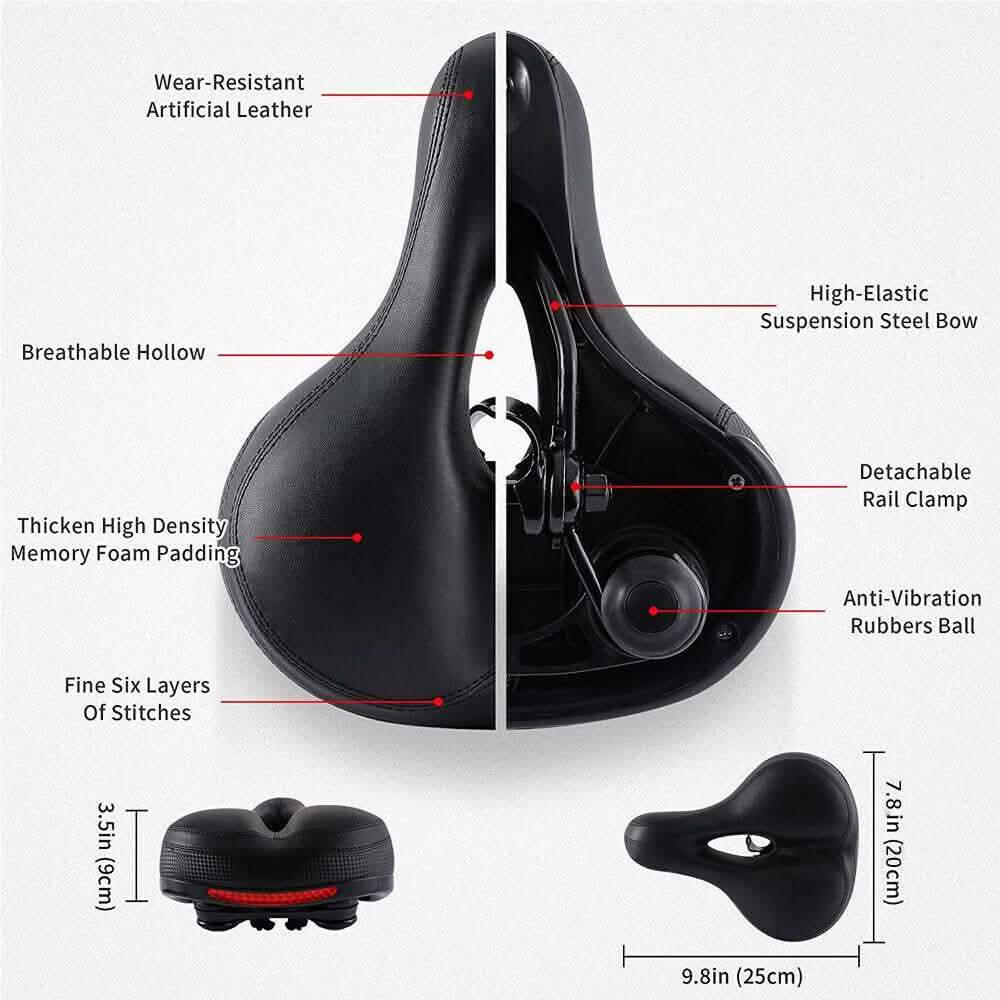 Extra Wide Big Bum Bike Seat Soft & Comfort Padded MTB Road Bicycle Gel Saddle Cushion DailySale