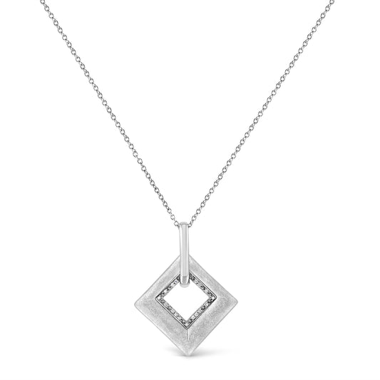 .925 Sterling Silver Pave-Set Diamond Accent Kite Shape 18" Pendant Necklace (I-J Color, I1-I2 Clarity) Bids.com