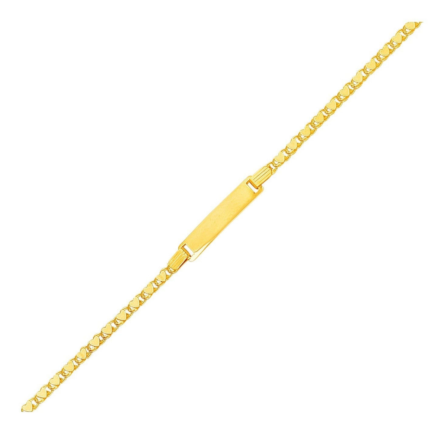 14k Yellow Gold Childrens Heart Link ID Bracelet Bids.com