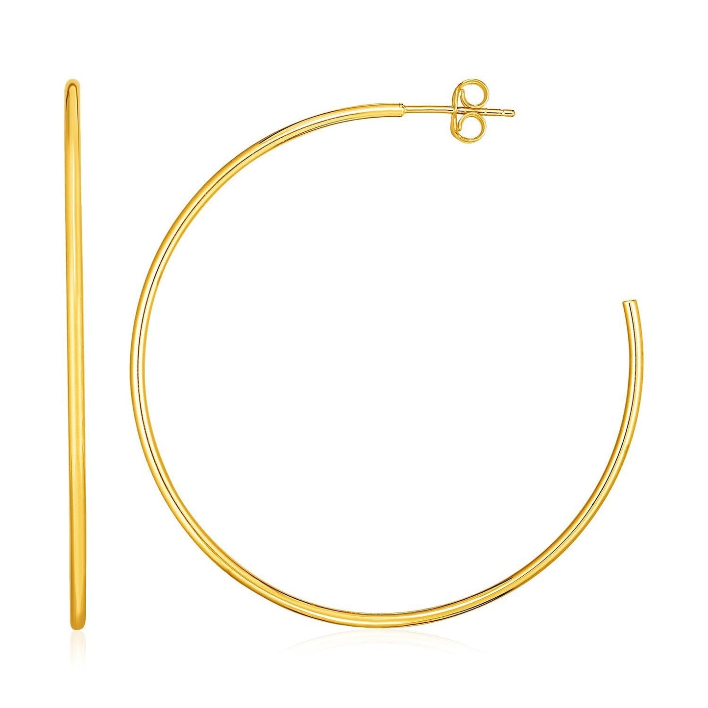 14k Yellow Gold Polished Hoop Earrings Bids.com