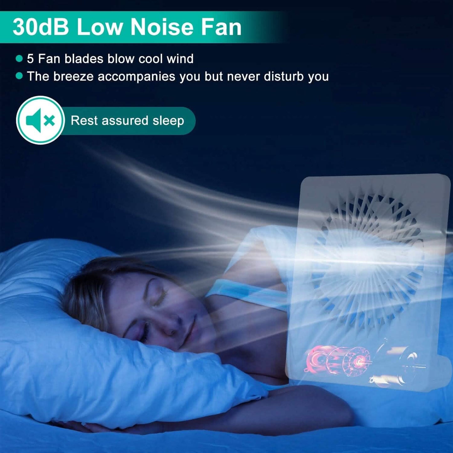 Fan USB Rechargeable Table Portable Desk Cooling Fan DailySale