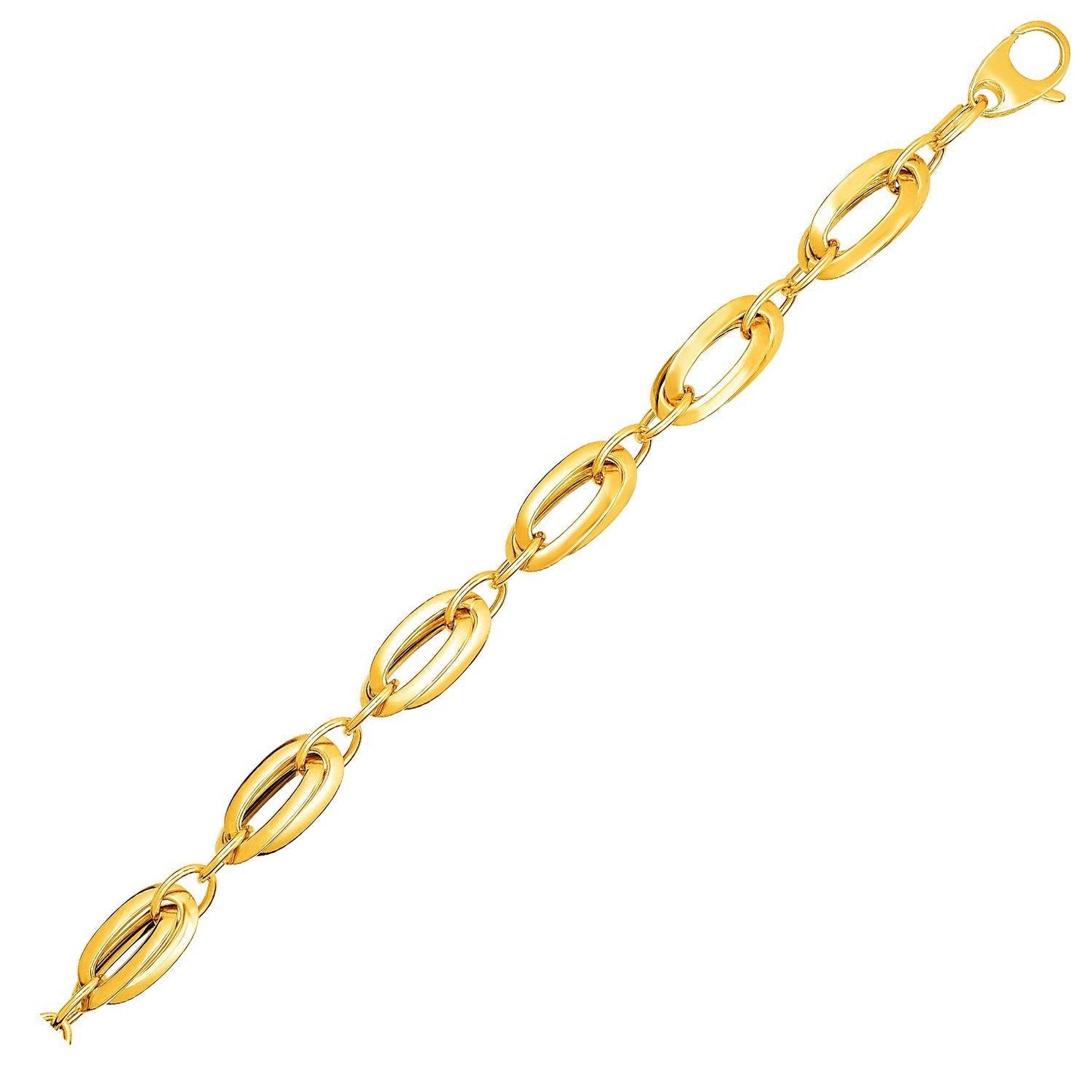 14k Yellow Gold Bracelet with Long Double Oval Links Bids.com