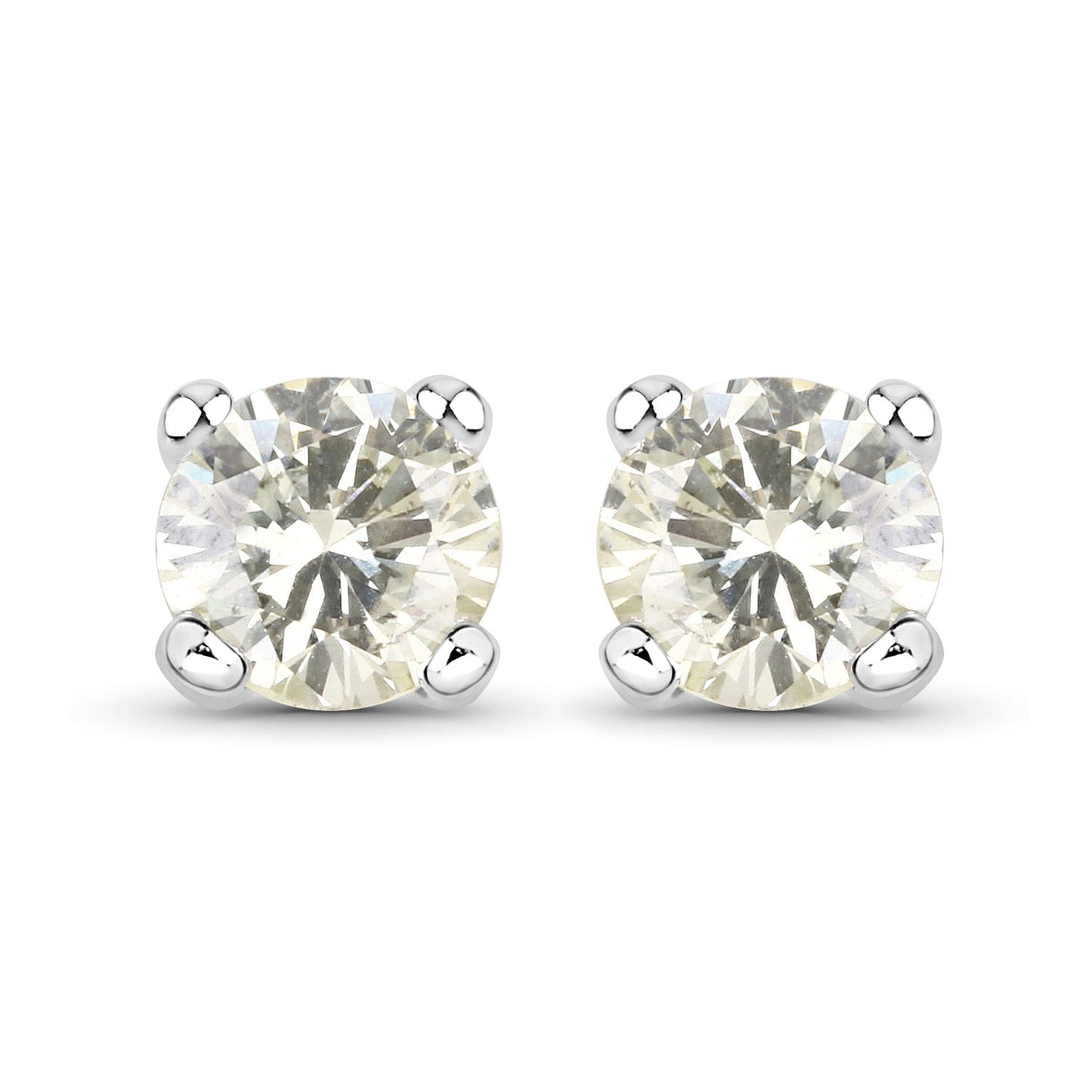 0.71 Carat Genuine White Diamond 14K White Gold Earrings Bids.com